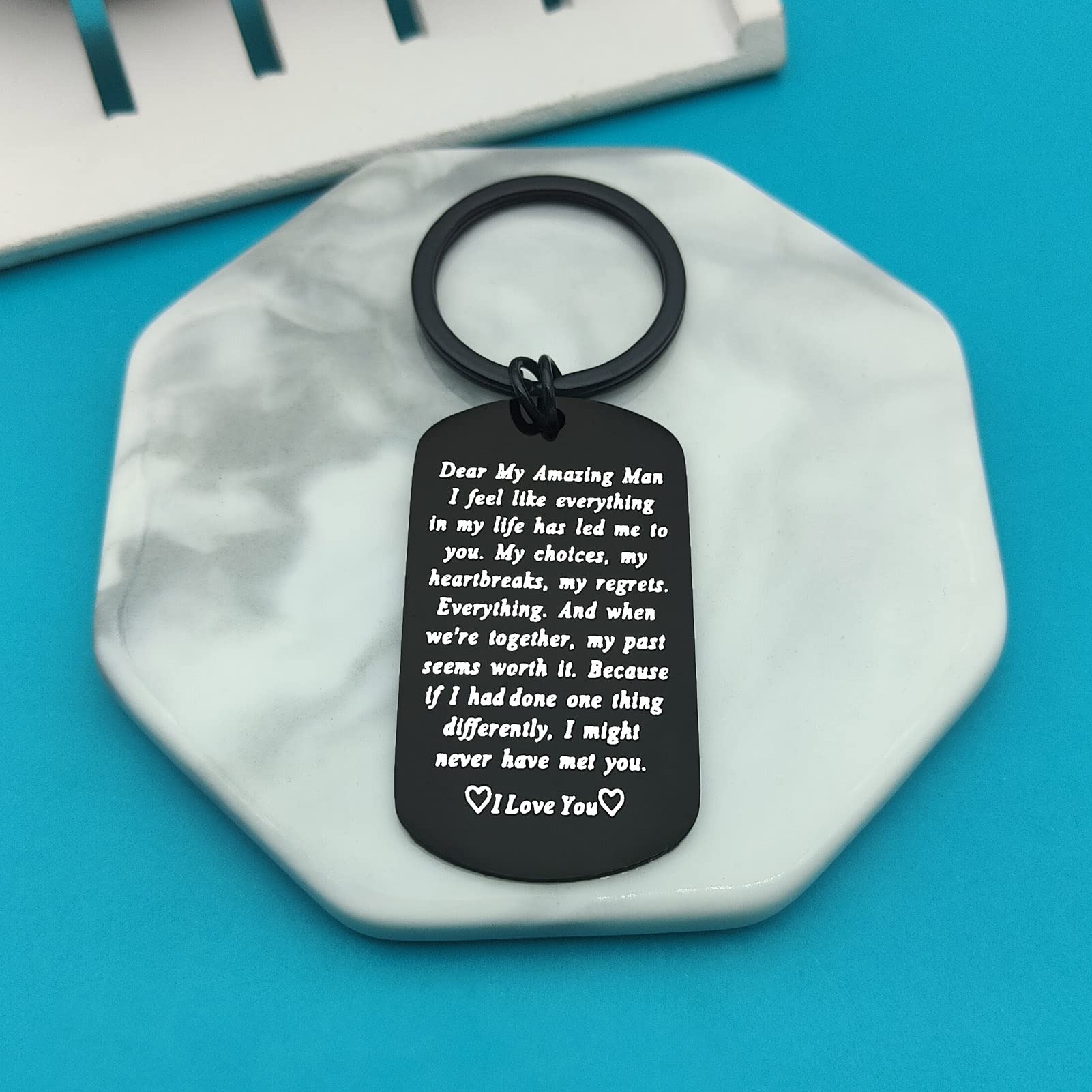 To My Man Keychain - Engraved I Love You Gift for Boyfriend, Husband, Fiance - Romantic Anniversary, Birthday & Valentine's Day Present - Perfect for Christmas, Weddings & Special Occasions
