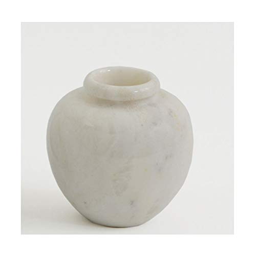 Italian White Marble Decorative Vase - Handcrafted Classic Home Art, 8cm Height - Perfect for Living Room, Dining Table & Wedding Centerpieces