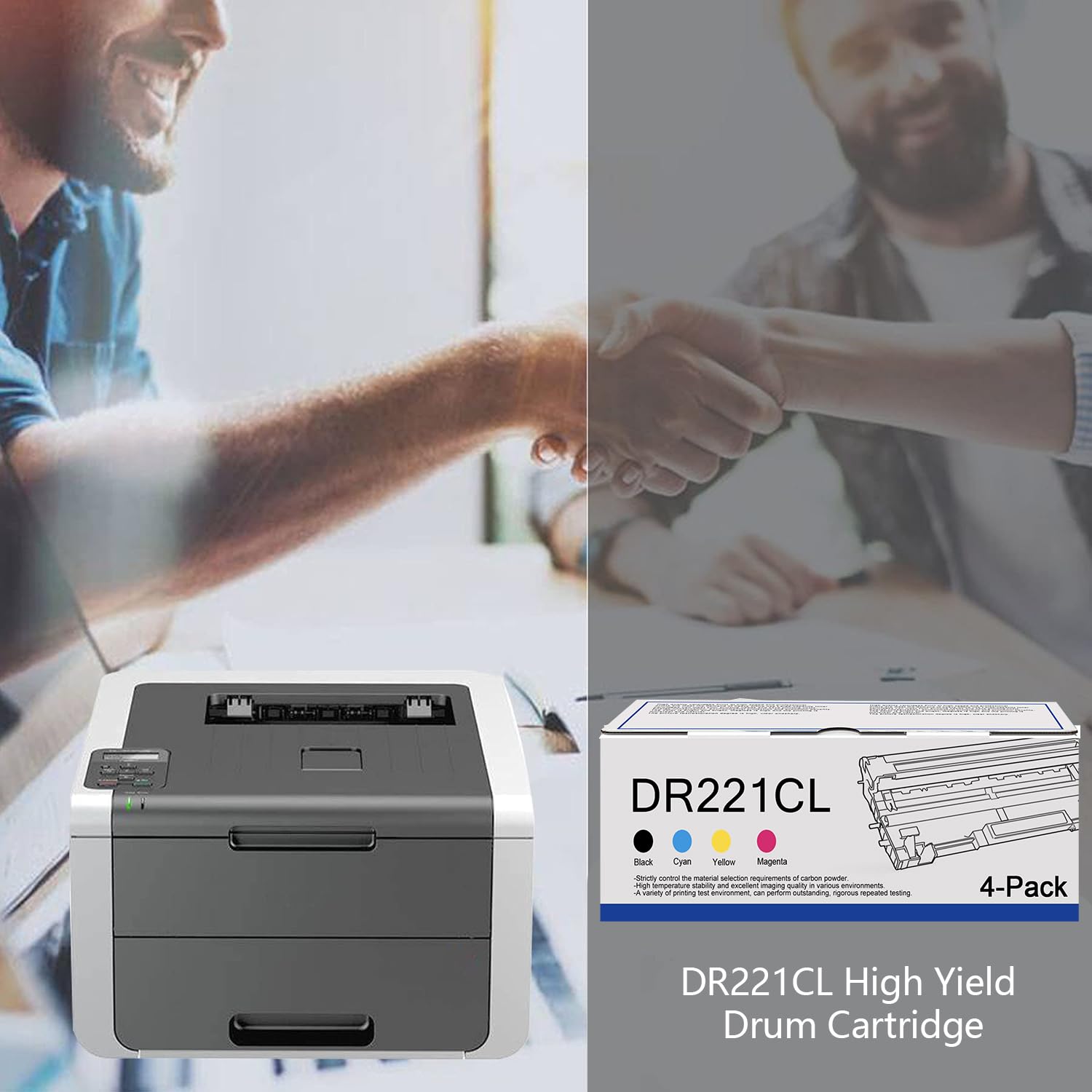 4-Pack (1BK+1C+1M+1Y) DR221CL Drum Unit Set - Replacement for Brother DR221/DR-221CL/DR 221 CL Printers - Compatible with HL-3140CW, HL-3170CDW, HL-3180CDW, MFC-9130CW, MFC-9330CDW - Perfect for Home & Office Printing Needs