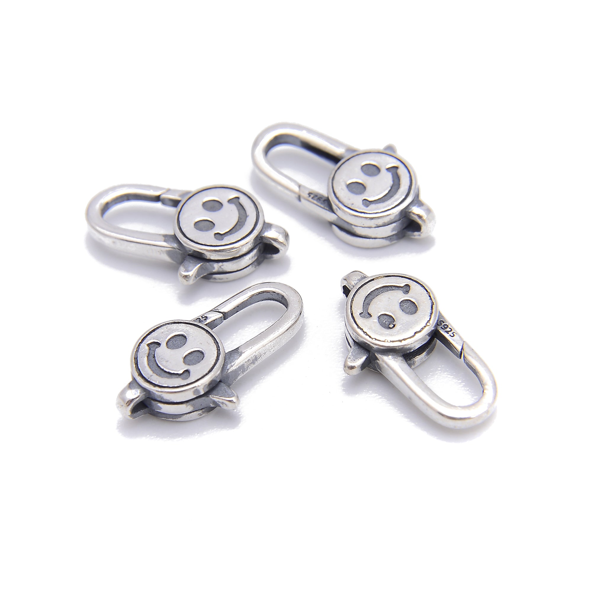 925 Sterling Silver Anti-Tarnish Smiley Clasp - 7x16.5mm (2 Pcs/Bag) - Perfect for Jewelry Making, DIY Bracelets & Necklaces