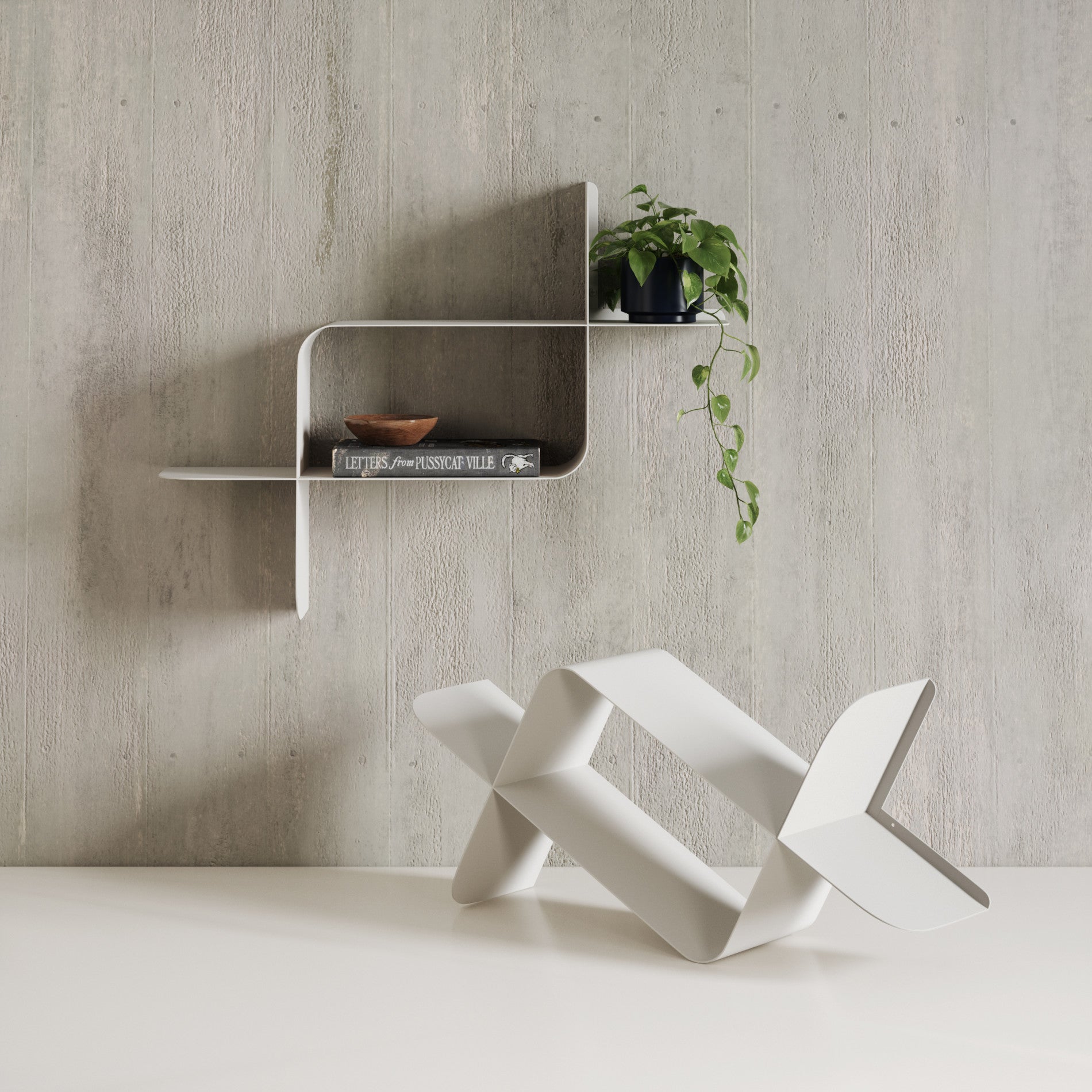 Modern Metal Wall Shelves Set of 2 - Industrial Floating Shelves for Living Room, Bedroom & Office - Rustic Home Decor Storage Solution for Books, Plants & Display Items
