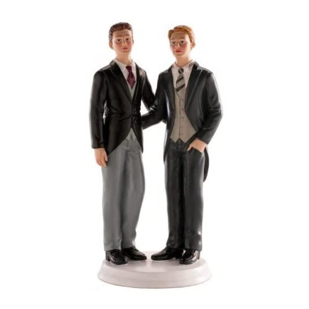 Wedding Cake Topper - 20cm Two Boys Figurines for Wedding Cake Decoration | Perfect for Same-Sex Wedding Cakes, Anniversary Cakes & Special Occasion Desserts
