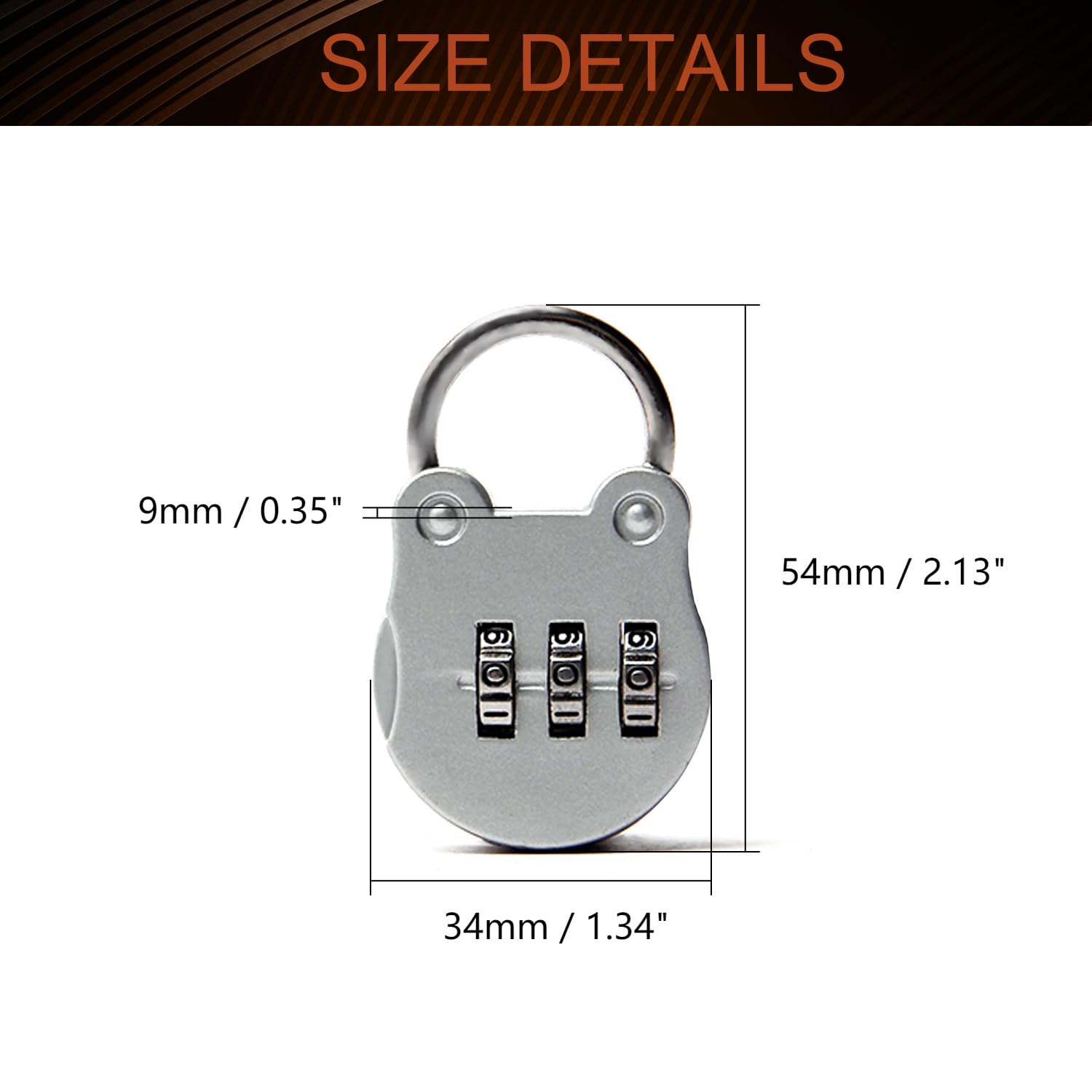 MroMax 3 Digit Combination Padlock - Resettable Zinc Alloy Safe Lock with Key Backup - Mini Security Lock for Luggage, Gym Lockers, School Lockers & Storage Boxes (1 Pack, White)