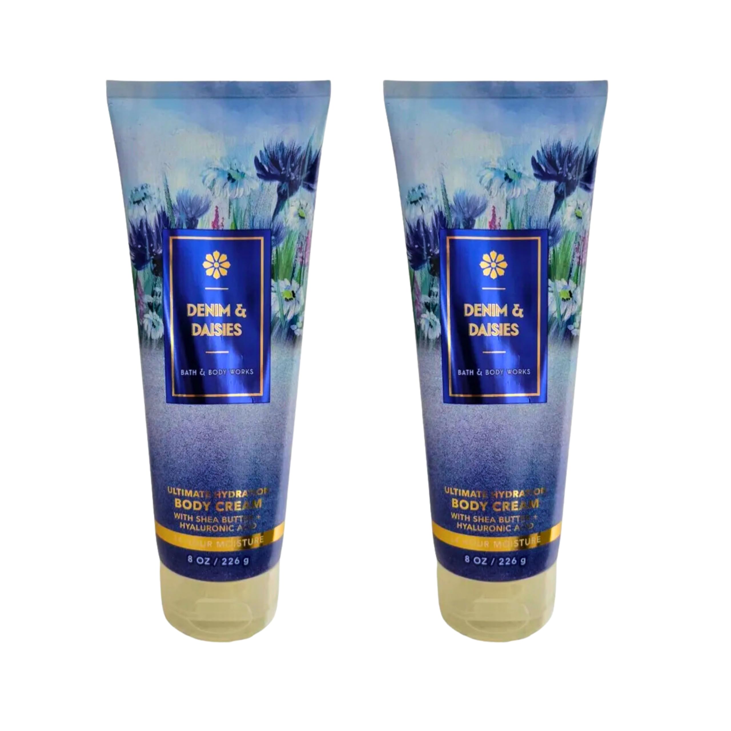 Bath & Body Works Body Cream Set of 2 - 8oz Each with Aloe, Vitamin E & Shea Butter (Denim Daisies) | Hydrating Moisturizer for Dry Skin, Daily Body Care & Gift Idea
