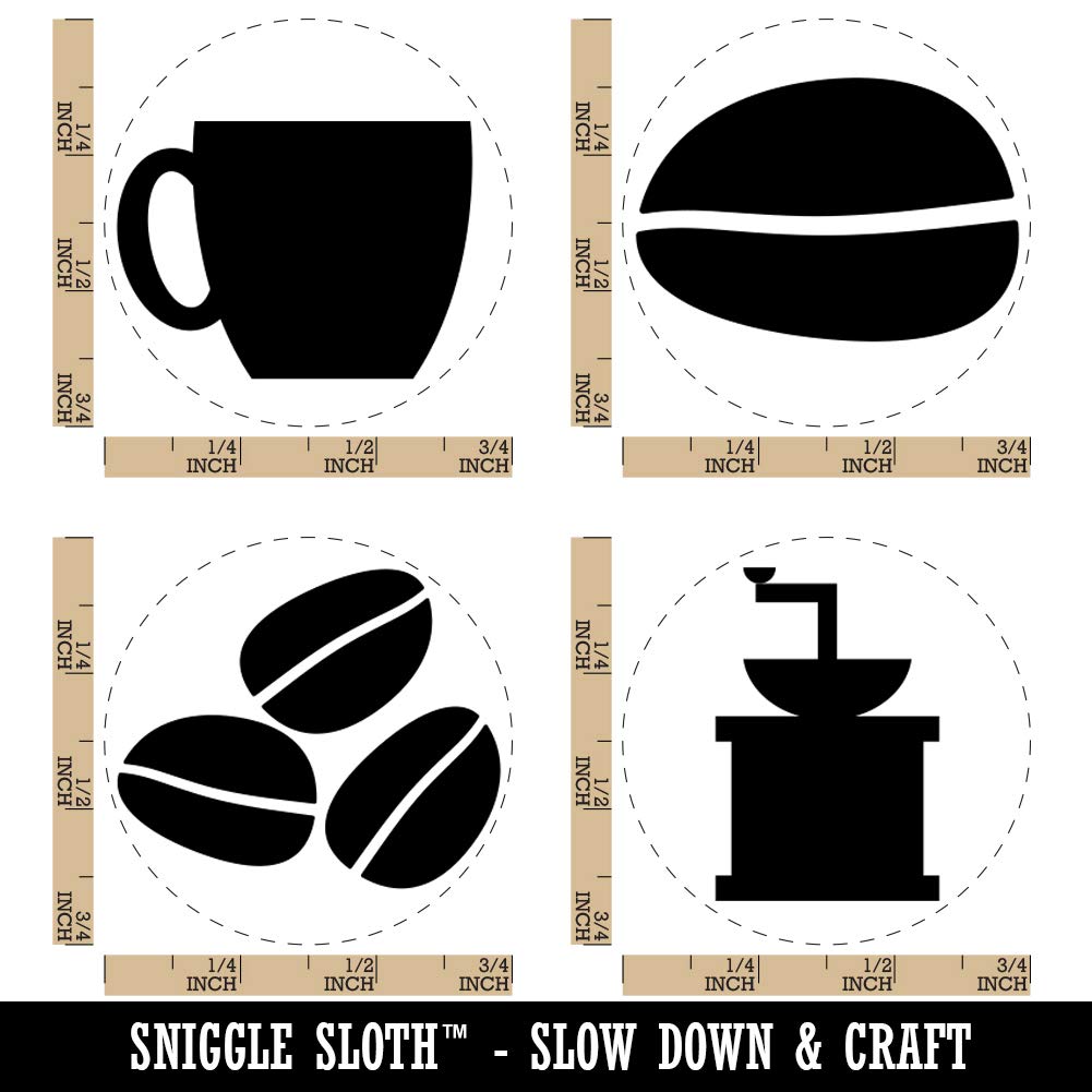 Premium Coffee Grinder Beans Mug Cup Rubber Stamp Set - 3/4 Inch Small Craft Stamps for DIY Scrapbooking, Journaling & Planner Decoration - Perfect for Coffee Lovers & Craft Enthusiasts