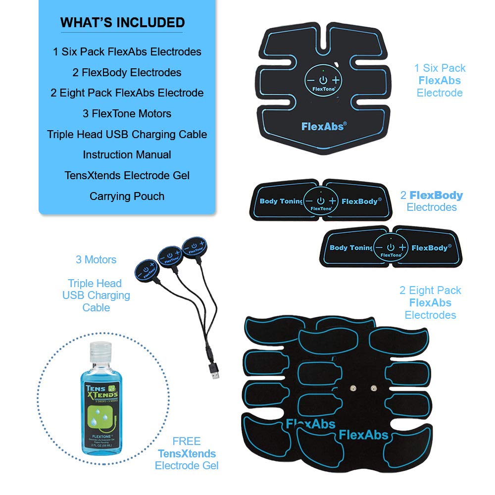 FDA Cleared Rechargeable Wireless EMS Ab Stimulator - Muscle Toner for Abs, Arms & Legs - Electronic Power Trainer for Men, Women & Bodybuilders (3 Motors) - Perfect for Home Gym Workouts & Post-Training Recovery
