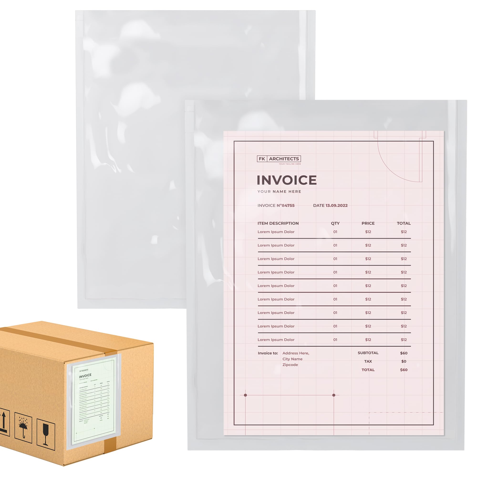ABC Clear Self-Adhesive Shipping Label Sleeves - 9.5