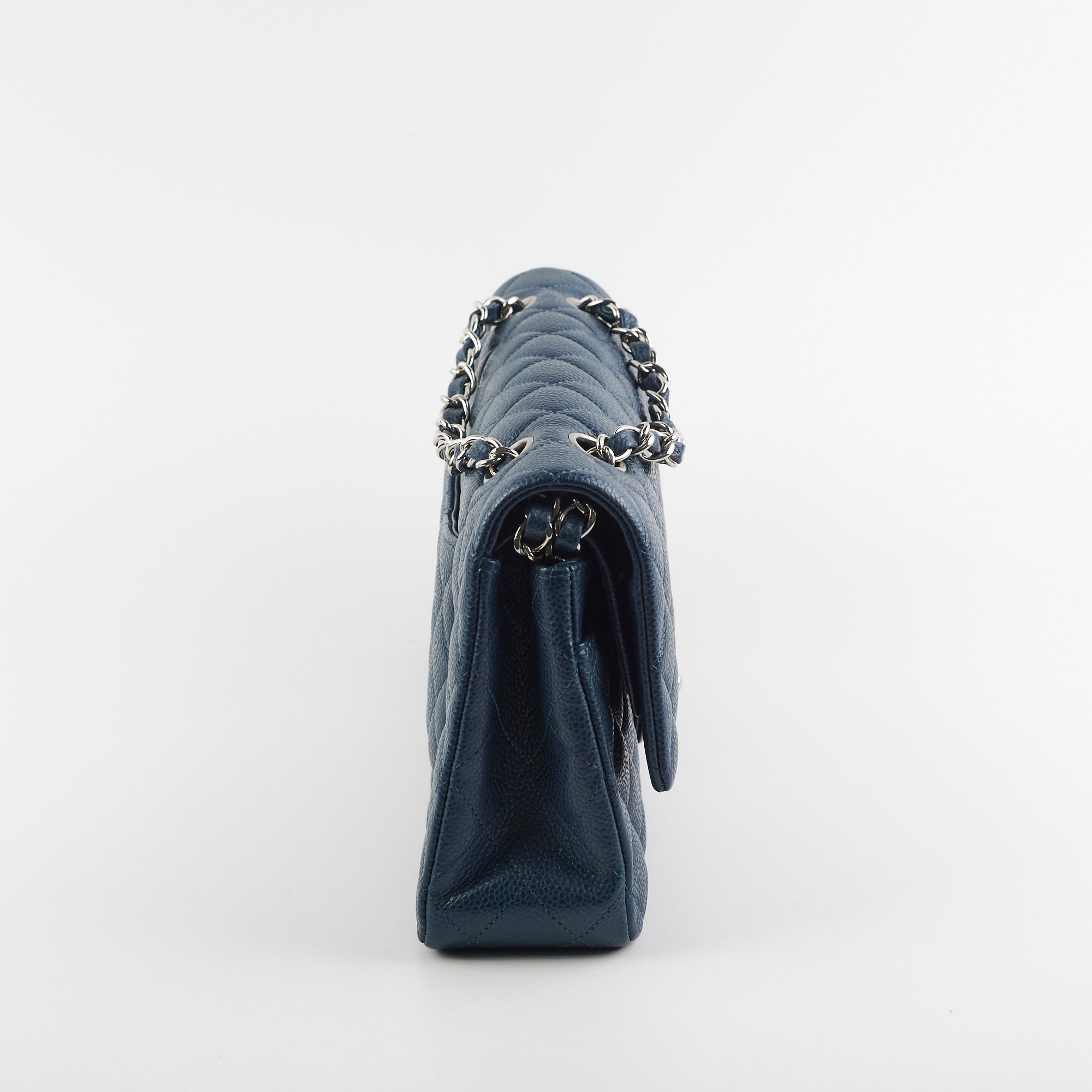 Chanel Medium/Large Double Classic Flap Bag in Navy Caviar Leather - Perfect for Work, Evening Events & Luxury Fashion Accessories