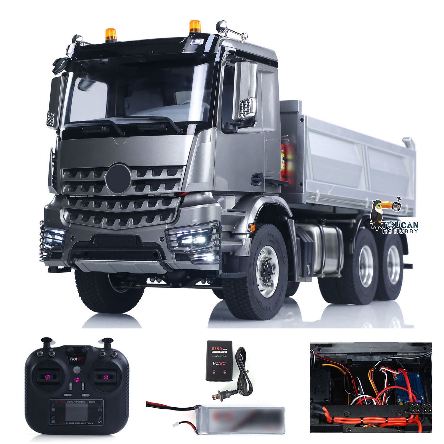 1/14 Scale Metal Chassis RC Hydraulic Dumper Truck - 2-Speed Remote Control Tipper Car with 3 Axles (No Lock Differential) | Fast Free Shipping | Radio Controlled Construction Vehicle for Kids & Adults | Perfect for Construction Site Play & Hobby Racing