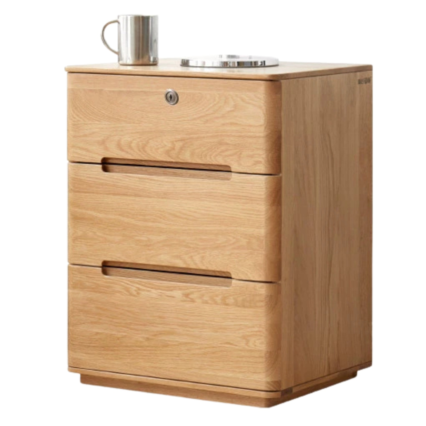 17.7x14.2x22.8 inch / 45x36x58cm / Natural Wood Color / Red Oak bedside table (with lock)