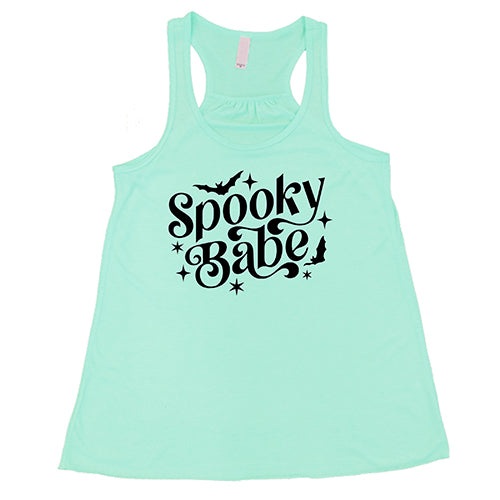 Spooky Babe Shirt - Halloween Women's Graphic Tee - Cute Ghost Print T-Shirt for Women - Perfect for Halloween Parties, Costume Outfits & Fall Fashion