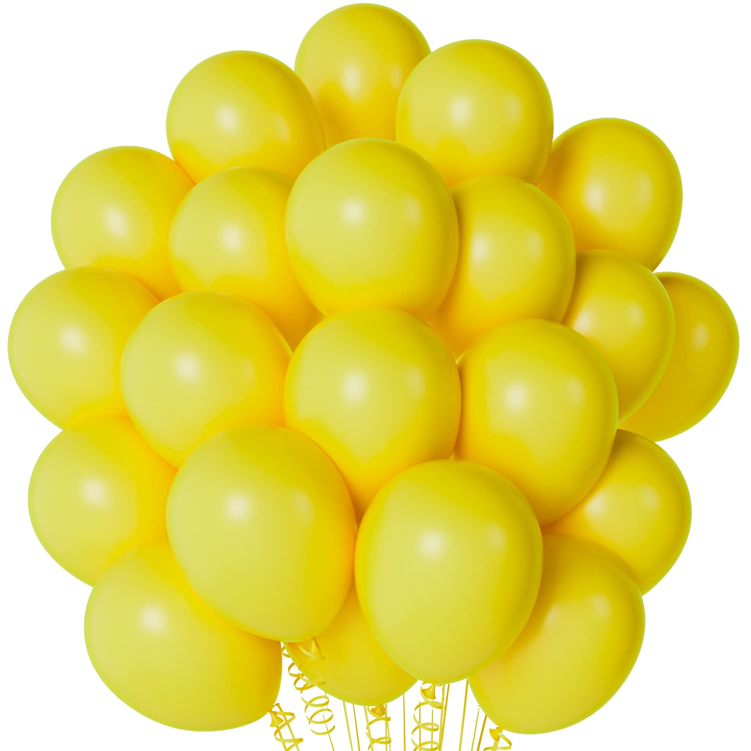 KALOR 12 Inch Yellow Balloons - 100 Pcs Thick Matte Latex Balloons (3.2g Each) for Birthday Parties, Weddings, Bridal Showers & Graduation Decorations | Perfect for Indoor/Outdoor Events, Photo Backdrops & Celebration Balloon Arches