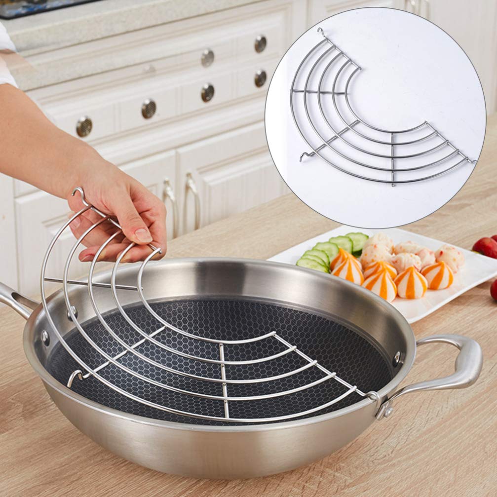 DOITOOL Stainless Steel Wok & Grill Pan - Multipurpose Kitchen Utensil Set with Steamer Rack & Oil Drip Tray - Perfect for Stir-Frying, Grilling, Steaming & Deep Frying - Ideal for Asian Cooking, BBQ Parties & Healthy Meal Prep