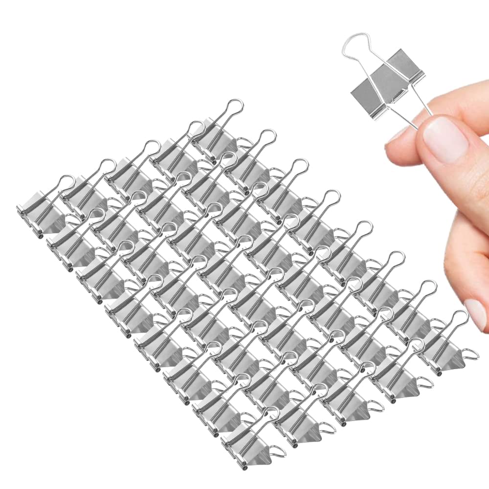 40 Pcs Small Binder Clips 0.75 Inch (19mm) Silver - Perfect for Office, School, Teachers & Business - Organize Documents, Photos, Notes & Crafts