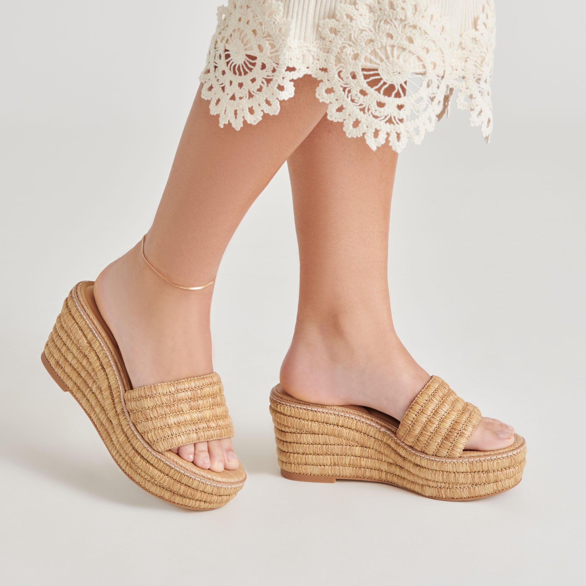 THRONE WEDGES Light Tan Natural Raffia Espadrille Sandals - Perfect for Summer Beach Vacations, Pool Parties & Casual Outings