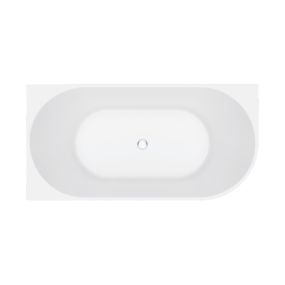 Fienza Eleanor Fluted Acrylic Corner Bathtub 1500mm - Gloss White | Modern Freestanding Soaking Tub for Small Bathrooms & Spa-Like Relaxation