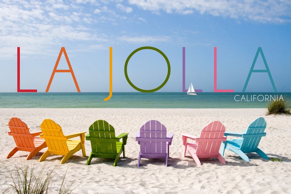 La Jolla California Beach Chairs Wall Art - 12x18 Inch Colorful Coastal Metal Decor for Living Room, Bedroom & Office - Durable Aluminum Gallery Quality Print - Perfect Beach House & Seaside Home Decor