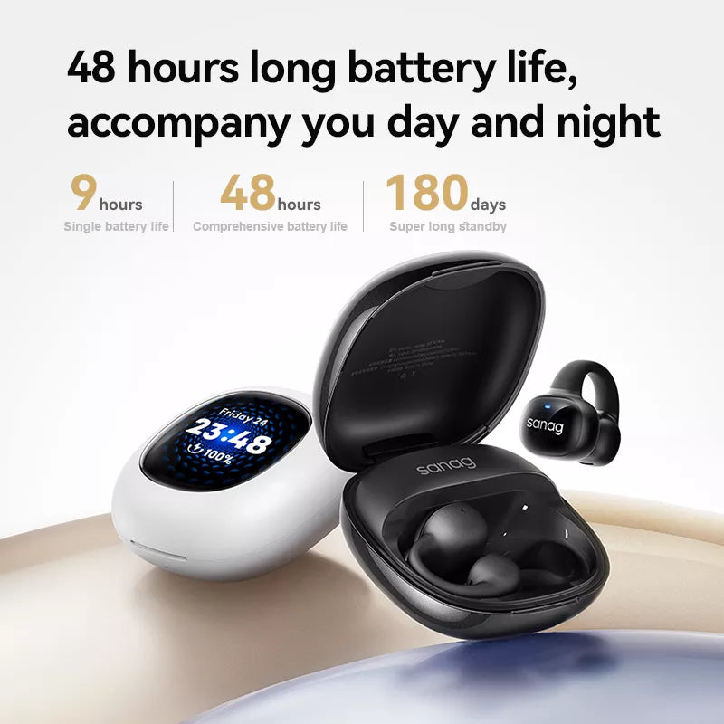 Sanag S5 Wireless Bluetooth Ear Clip Headphones with Air Conduction Technology - Perfect for Running, Cycling, and Outdoor Sports