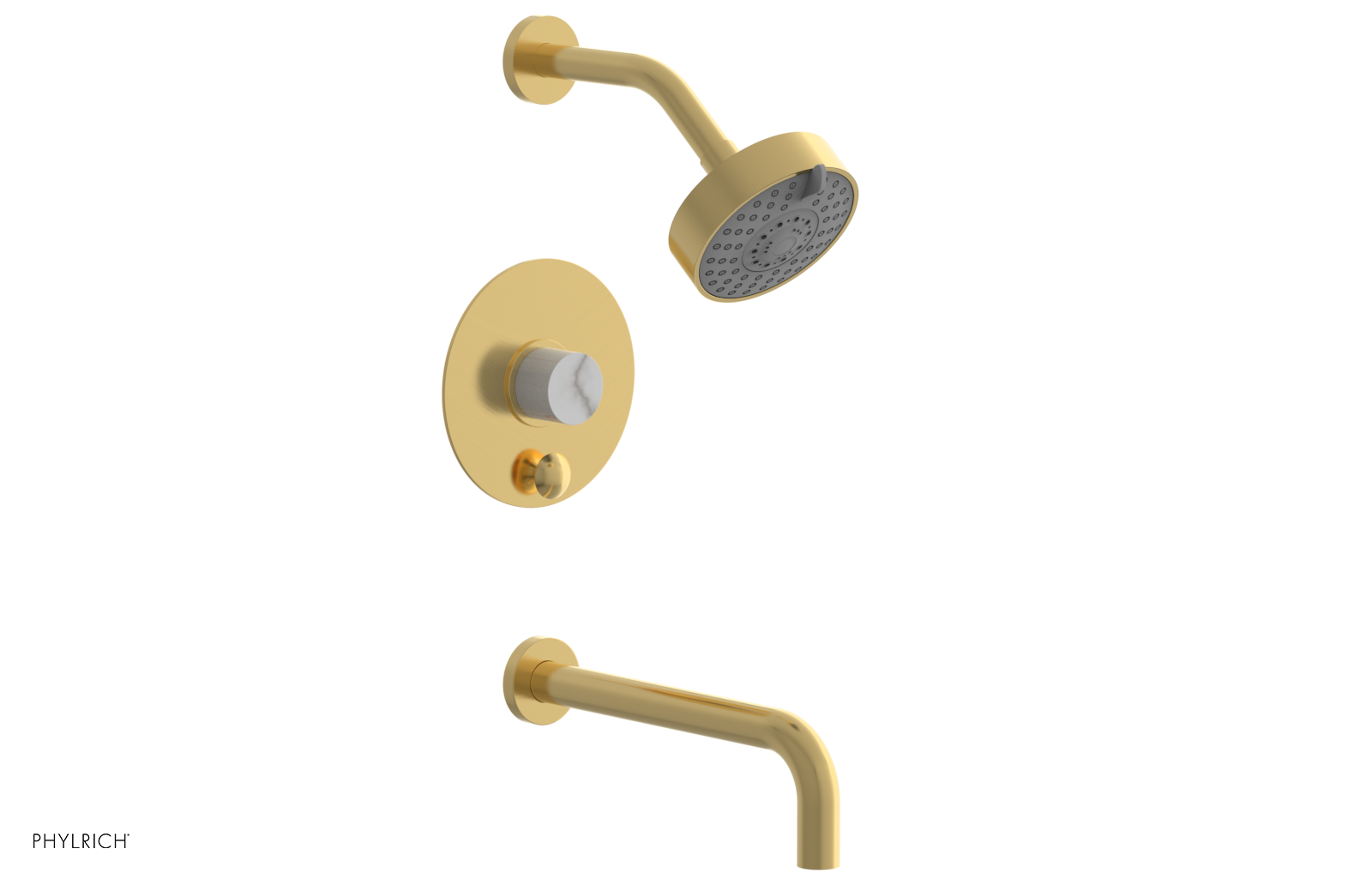 BASIC II 10 Pressure Balance Tub and Shower Set - White Marble Finish, 230 28 10 - Perfect for Bathroom Renovation & Modern Home Upgrade