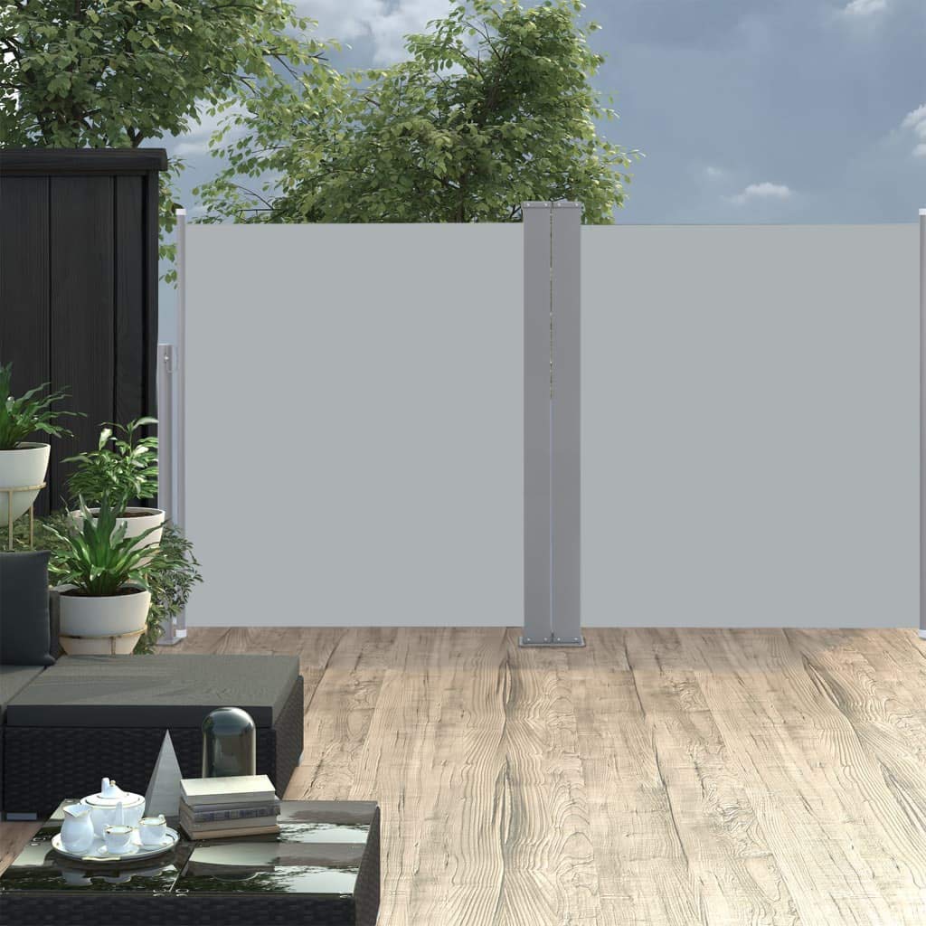 HLLNME Retractable Side Awning - Double Layer Waterproof Patio Screen & Room Divider in Black for Privacy Protection | Perfect for Garden, Outdoor, Patio, Terrace, Camping and Backyard Relaxation
