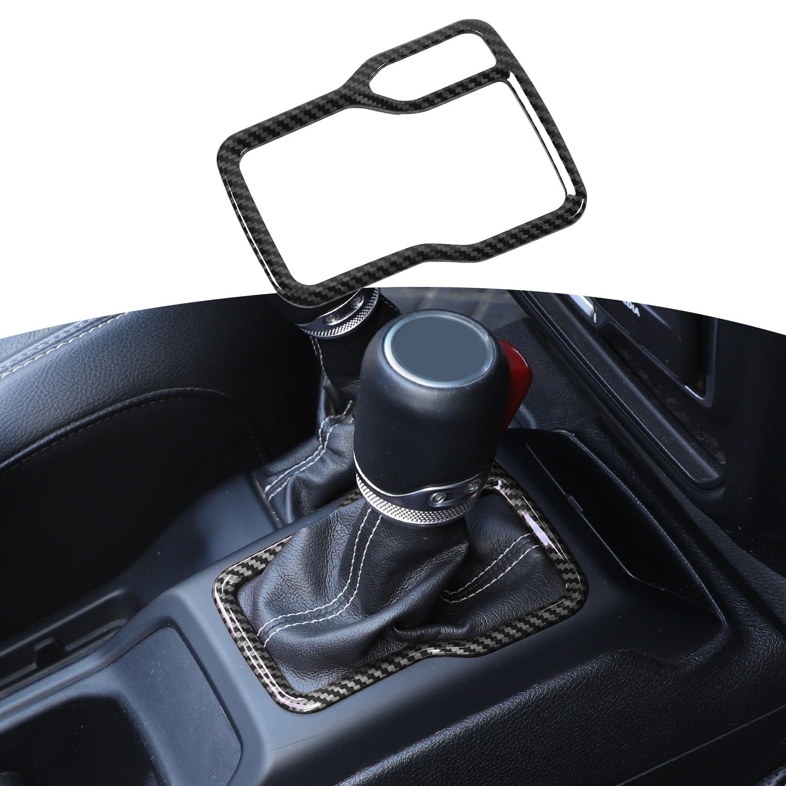 Carbon Fiber Gear Shift Trim Cover Frame for Jeep Wrangler JL JLU & Gladiator JT (2018-2024) | RT-TCZ Model | Interior Accessories Upgrade | Perfect for Off-Roading & Daily Driving