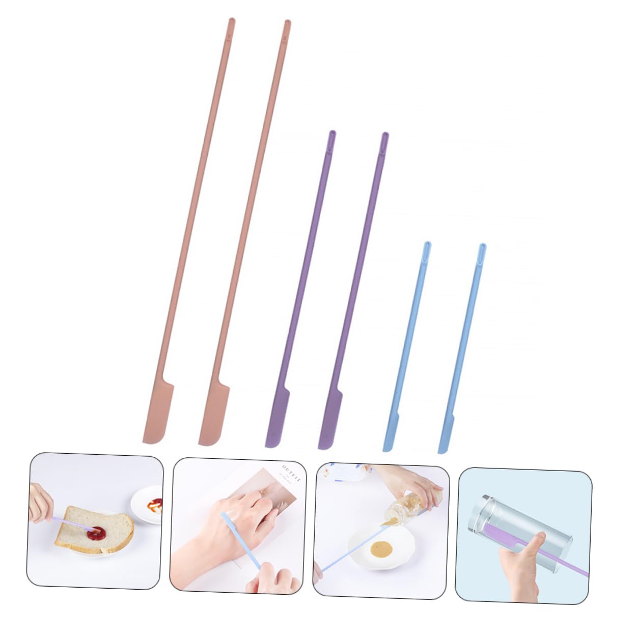 6Pcs Makeup Spatula Set - Long Handle Mini Lotion Scraper, Cosmetic Mixing Spoon & Cream Spatula for Bottles | Perfect for Makeup Artists, DIY Skincare & Travel Beauty Kits