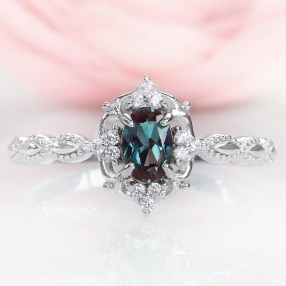 Claire Alexandrite Ring - Sterling Silver Women's Jewelry, Elegant Gemstone Ring for Engagement, Anniversary & Gift Giving