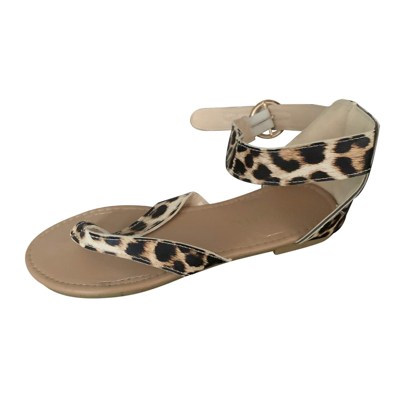 157 Black Women's Sandals - Non-Slip Summer Flat Sandals with Buckle & Gold Rhinestones | Fashionable Beach Shoes for Outdoor Wear | Perfect for Vacations, Pool Parties & Casual Outings