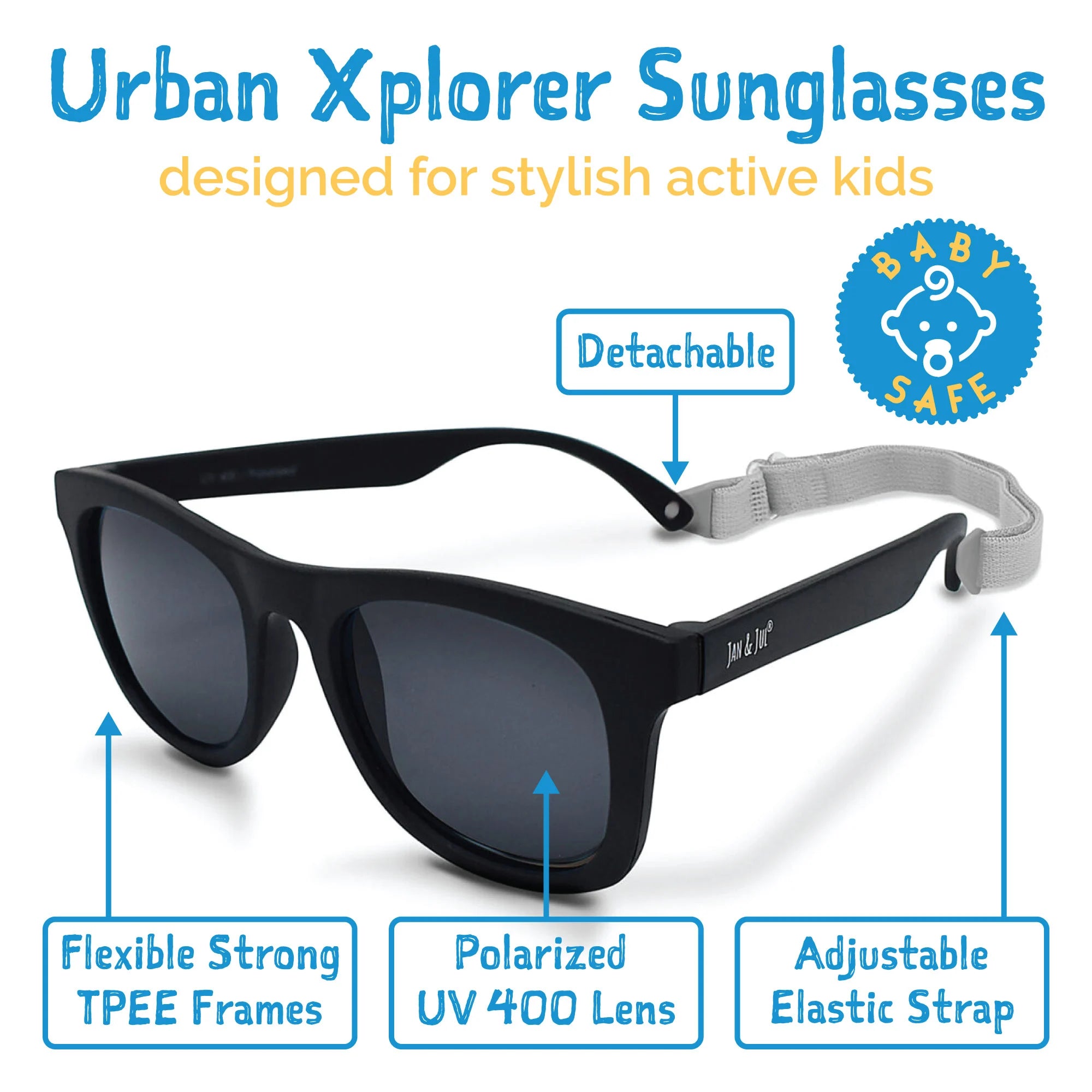 Jan & Jul Black Urban Xplorer Polarized Sunglasses for Men & Women - UV400 Protection, Lightweight Frame - Perfect for Driving, Hiking & Outdoor Adventures
