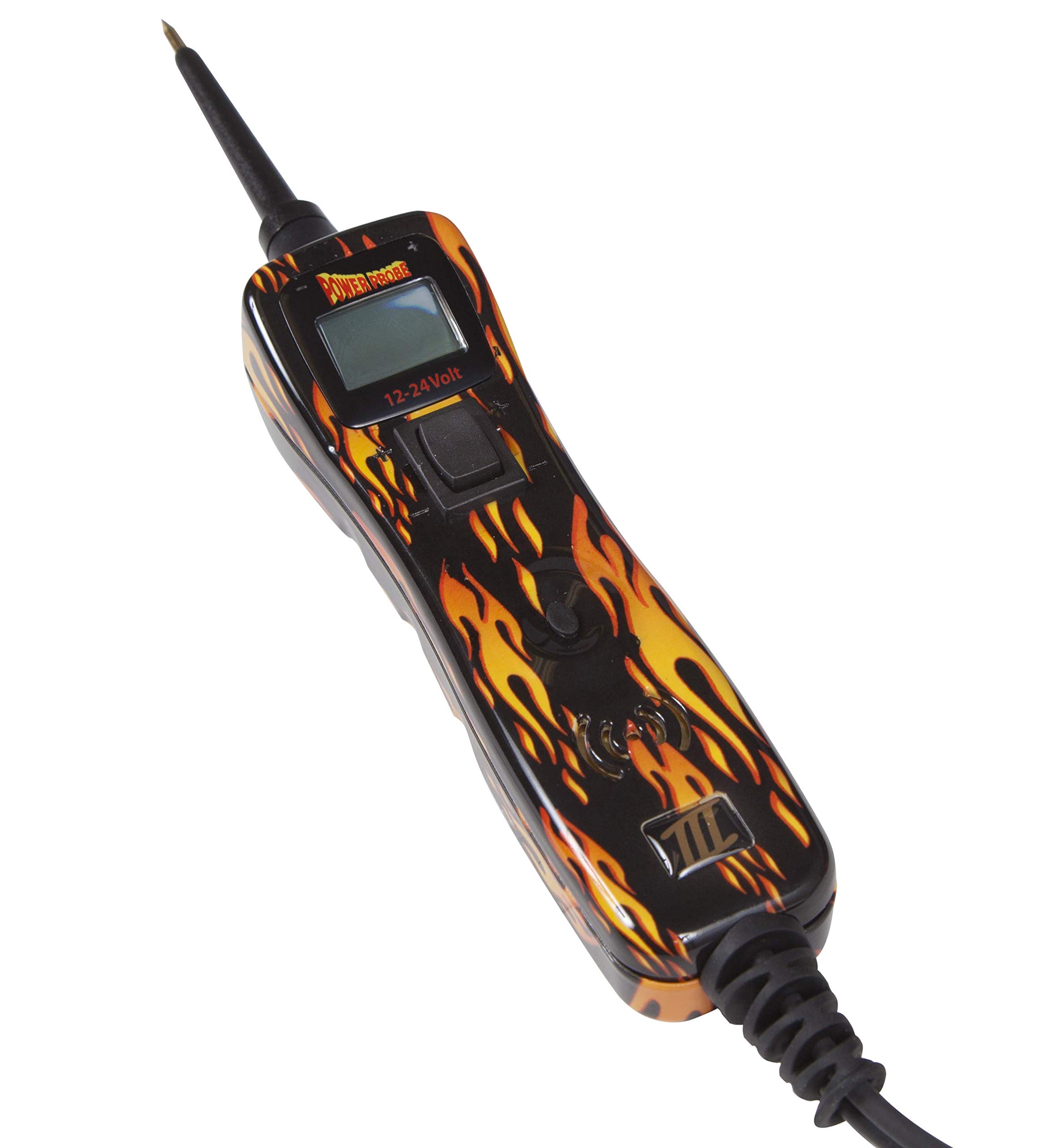 Power Probe III Clamshell - Fire (PP3CSFIRE) Automotive Diagnostic Test Tool | Digital Volt Meter | AC/DC Current Resistance Circuit Tester for Car Repair & Electrical Troubleshooting | Ideal for Mechanics & DIY Enthusiasts