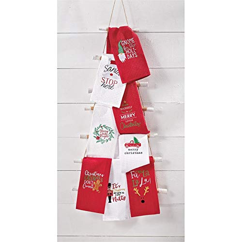 Mud Pie Truck Waffle Weave Kitchen Towel Set - Absorbent & Durable Dish Towels for Kitchen, Bathroom & Cleaning - Farmhouse Decor & Housewarming Gift