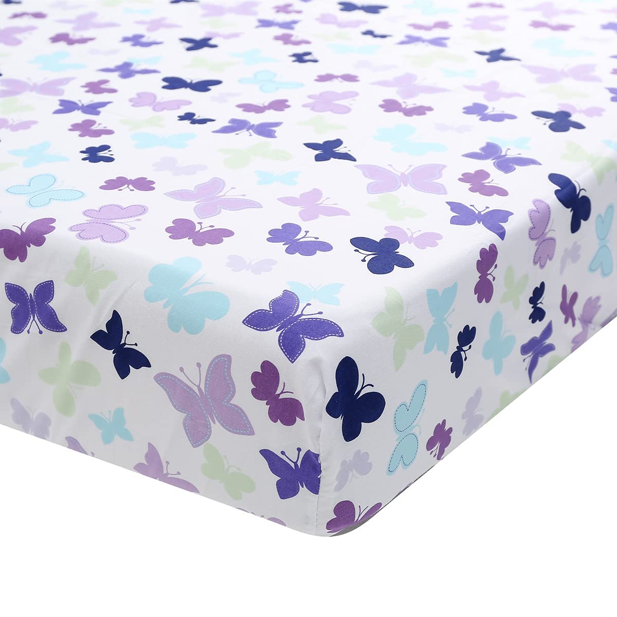 Brandream 5-Piece Butterfly Crib Bedding Set for Baby Girls - Soft Nursery Crib Set with 2 Pack Fitted Crib Sheets - Perfect for Newborn Nursery Decor & Baby Shower Gifts