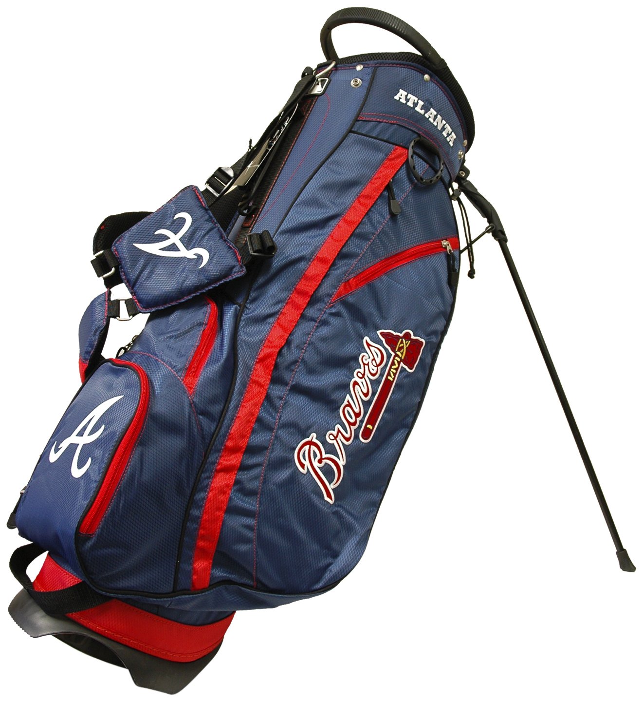 Team Golf MLB Atlanta Braves Fairway Golf Stand Bag - Lightweight 14-Way Top with Spring Action Stand, Insulated Cooler Pocket, Padded Strap, Umbrella Holder & Removable Rain Hood - Perfect for Golf Tournaments, Practice Sessions & Course Play