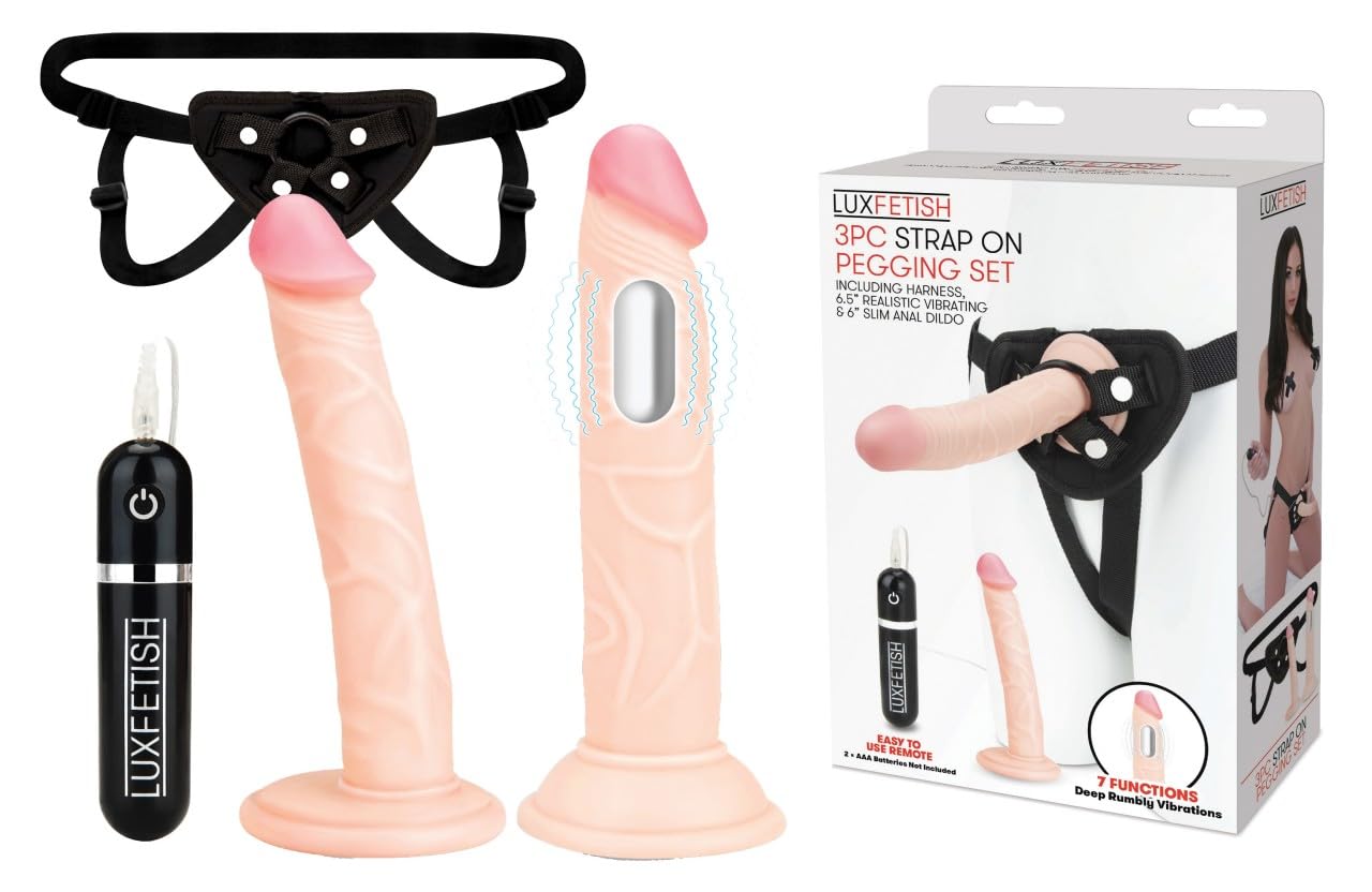 Premium Strap-On Pegging Kit with Remote Control - 3-Piece Set for Couples & Beginners | Beige | Enhance Intimacy & Role Play in the Bedroom