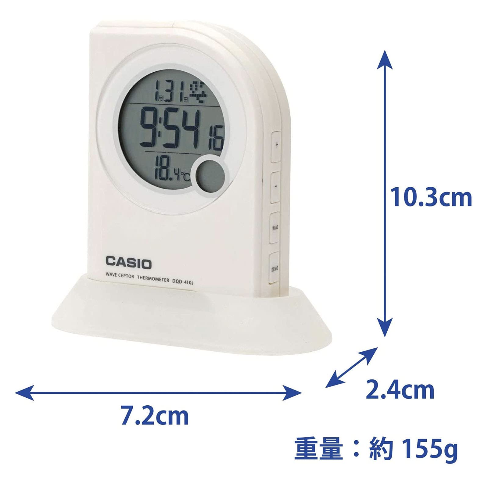 Casio Digital Alarm Clock with LED Light, Flashlight, Temperature Display & Radio - DQD-410J-7JF - Perfect for Bedroom, Office, Travel and Emergency Use
