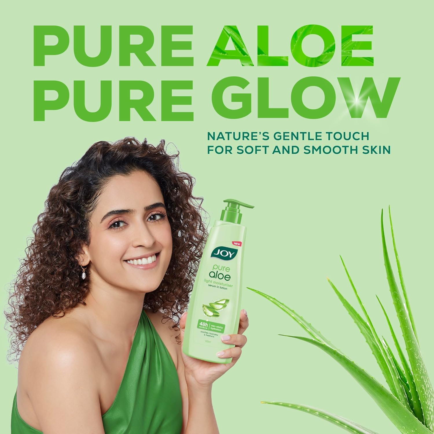Joy Pure Aloe Vera Body Lotion for Dry Skin (500ml) - Lightweight, Non-Greasy Moisturizer with Aloe Extract - Hydrating Lotion for Men & Women - Perfect for Winter Care & Daily Skin Hydration