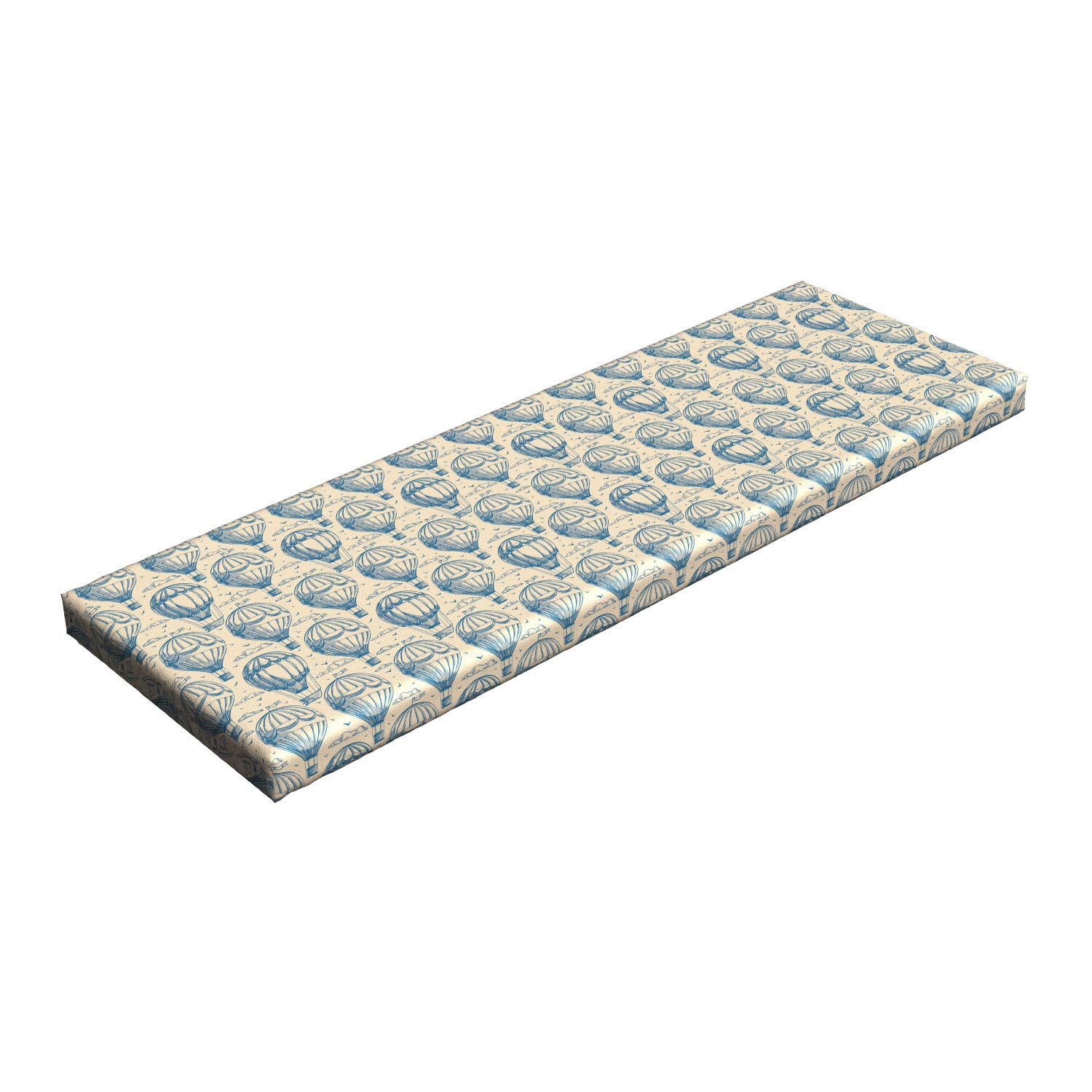 Ambesonne Blue and Beige Bench Cushion - Sketch Art Style Hot Air Balloon & Birds Design - 45