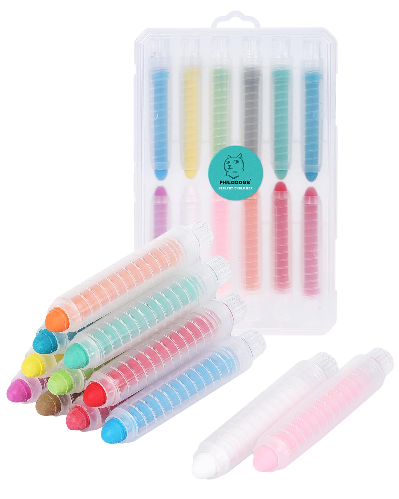 **Dustless Non-Toxic Colored Sidewalk Chalk for Kids - 12 Pcs with Holder, Washable & Safe for Toddlers - Outdoor Art Play, School Blackboard, Driveway Drawing & Creative Learning Activities**