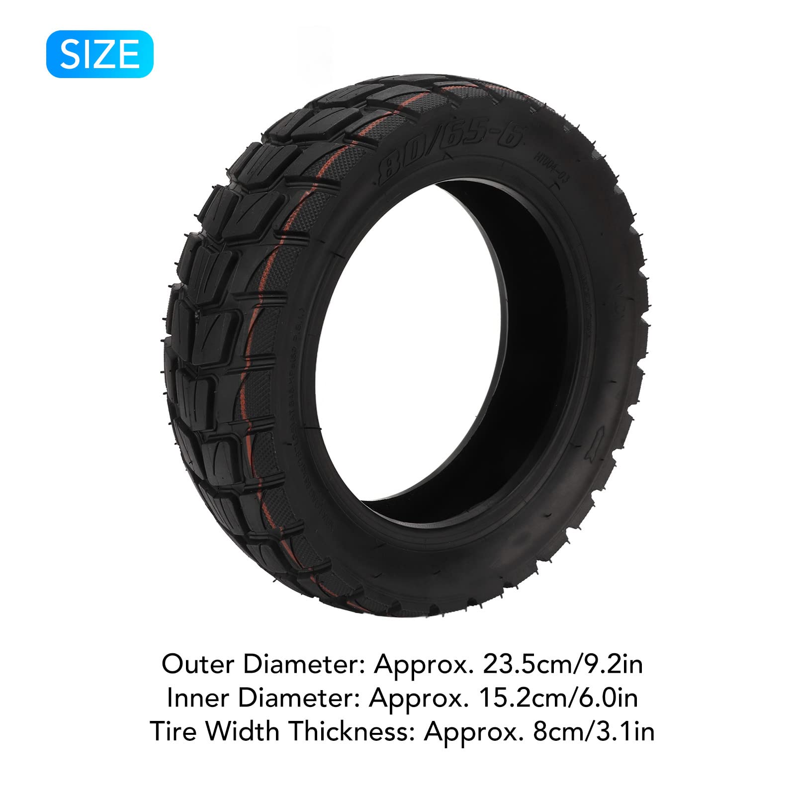 80/65-6 Electric Scooter Tire - Shock Absorbing Rubber Replacement Wheels for All Weather Conditions | Perfect for Commuting, Off-Road & Rainy/Snowy Days