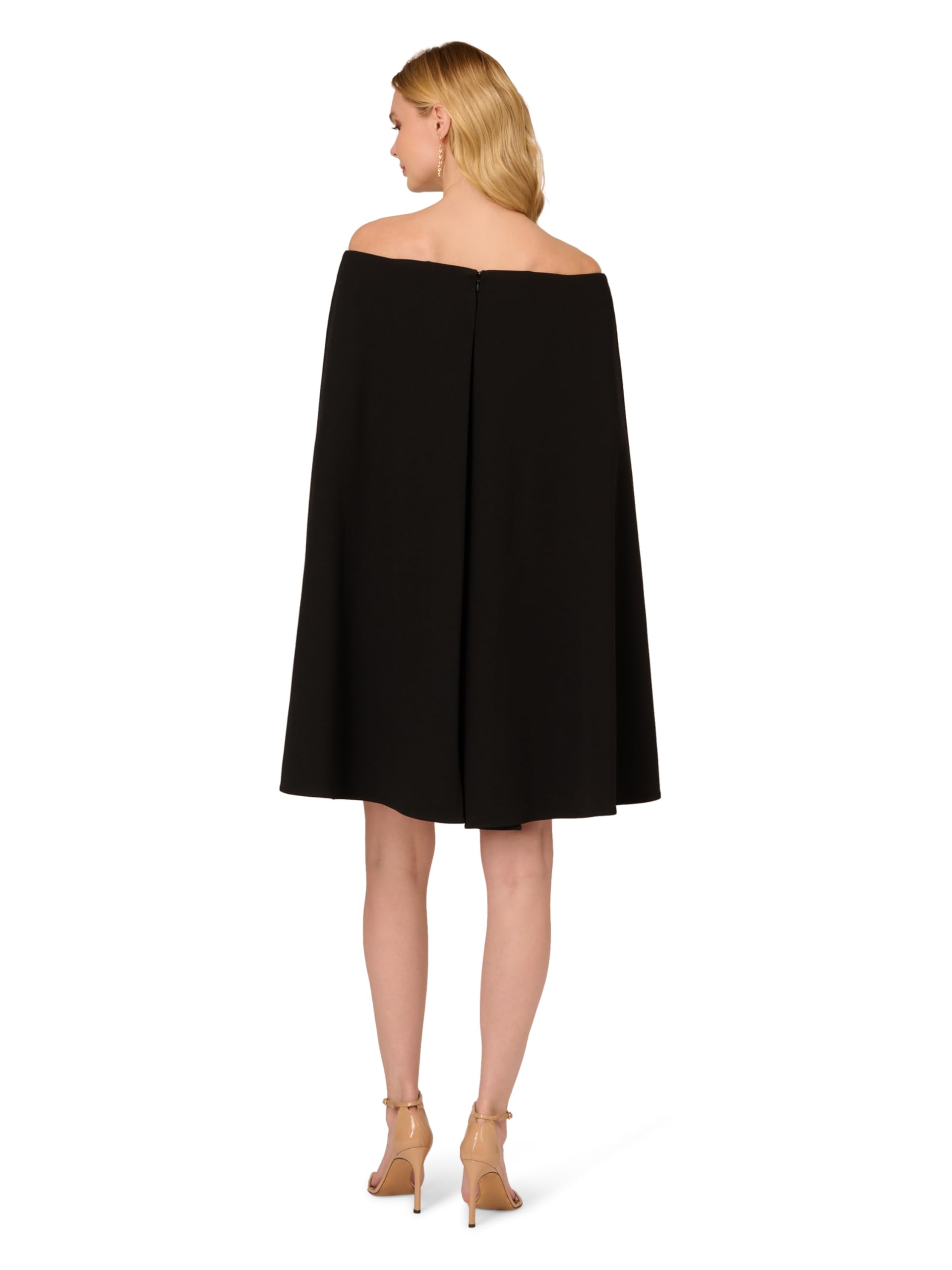 Adrianna Papell Women's Off Shoulder Cape Dress - Elegant Formal Gown for Evening Parties, Weddings & Special Occasions