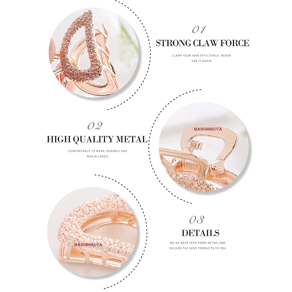 Trendy Metal Hair Claw Clips for Women - 3 Pack Multi-Design Hair Accessories for Girls & Women (Random Styles) - Perfect for Updos, Ponytails & Everyday Hairstyles