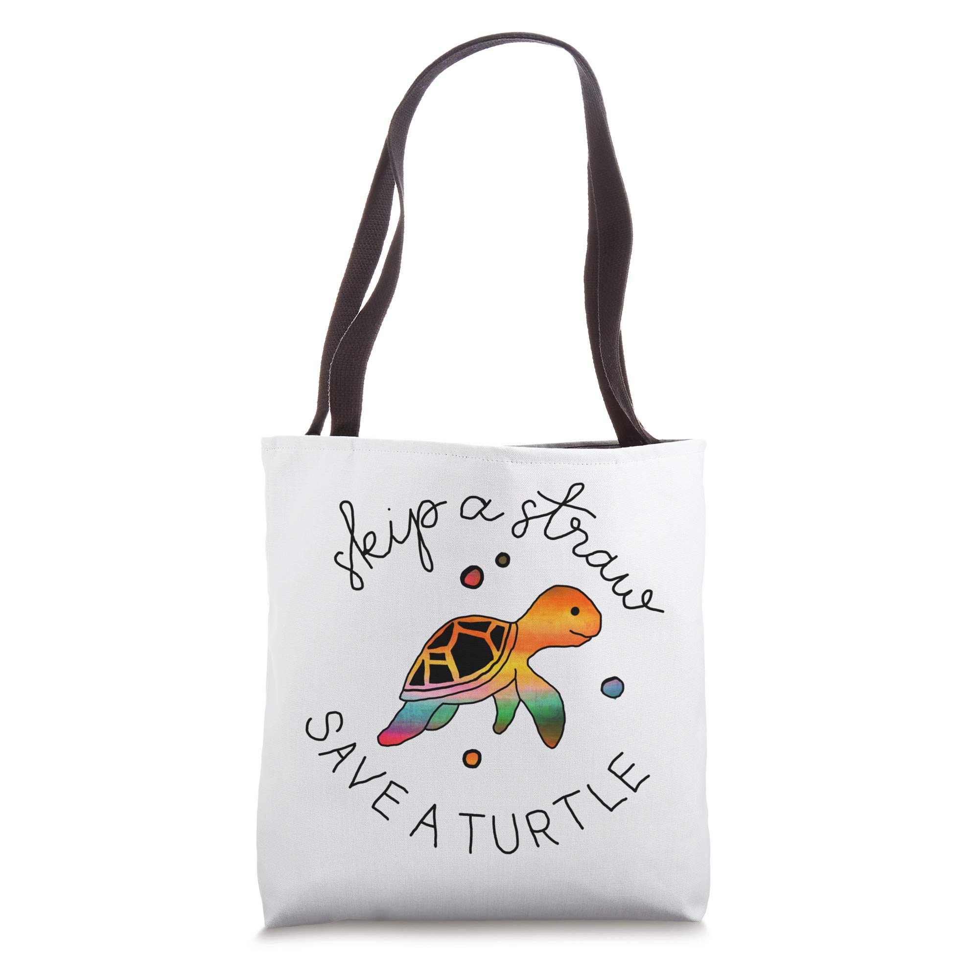 Skip a Straw Save a Turtle T-Shirt & Tote Bag Set - Eco-Friendly Reusable Shopping Bags for Groceries, Beach Trips & Everyday Use