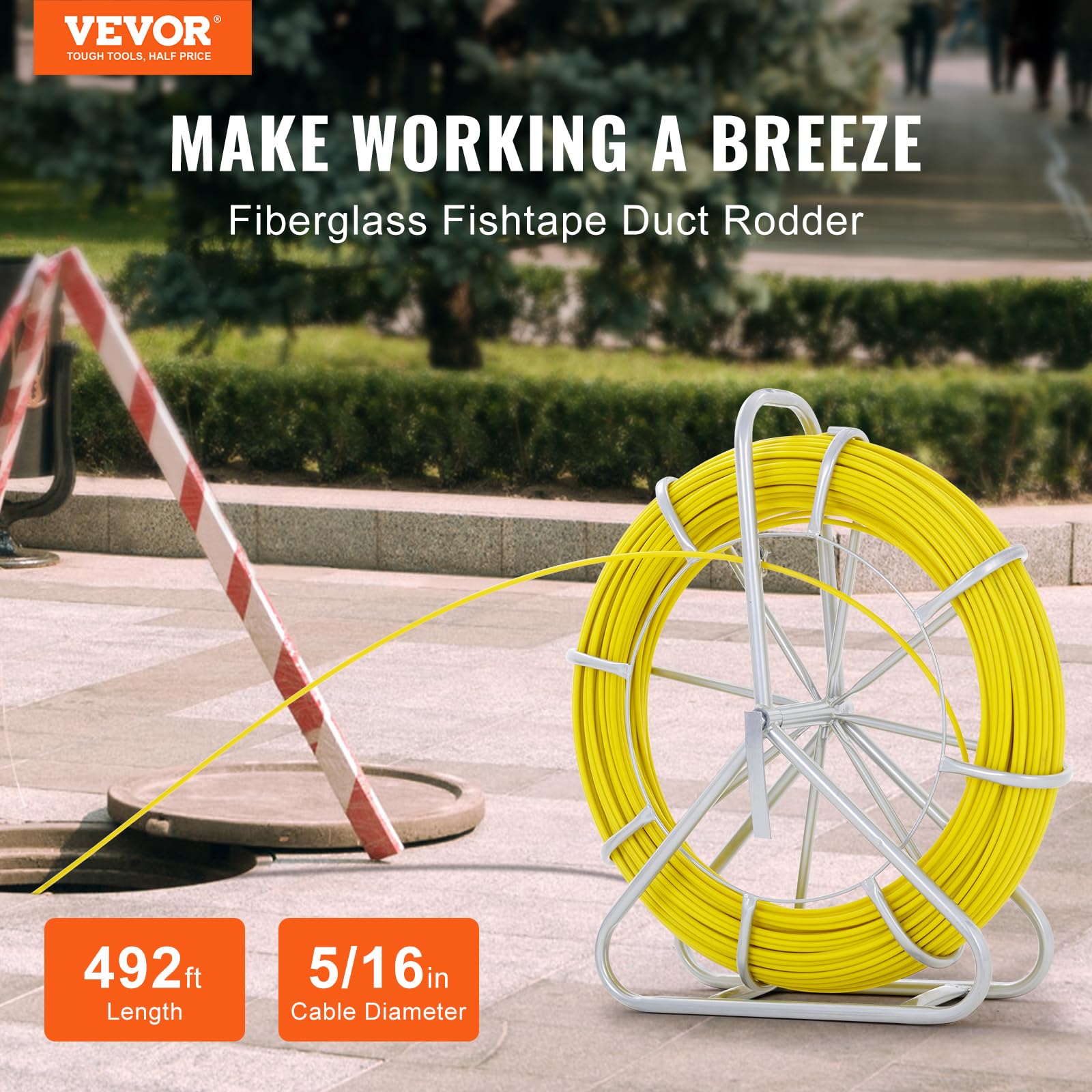 VEVOR 492ft Fiberglass Fish Tape, 5/16