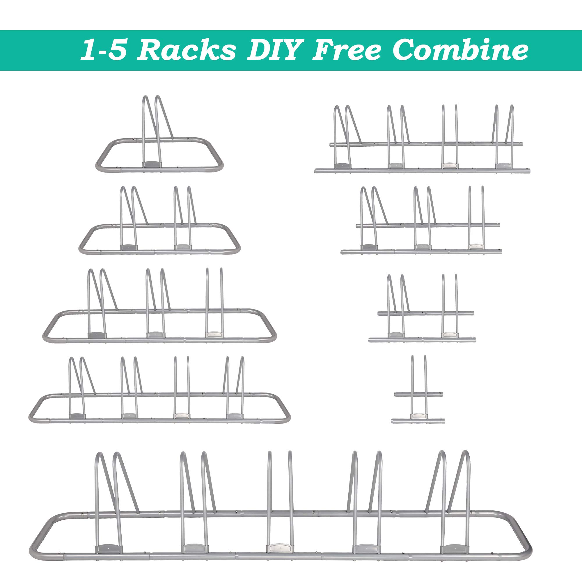 LUCKYERMORE 5 Bike Floor Stand - Heavy Duty Removable Bicycle Parking Rack for Mountain, MTB, Kids & Road Bikes - Indoor Outdoor Garage, Yard & Storage Solution for Bike Organization
