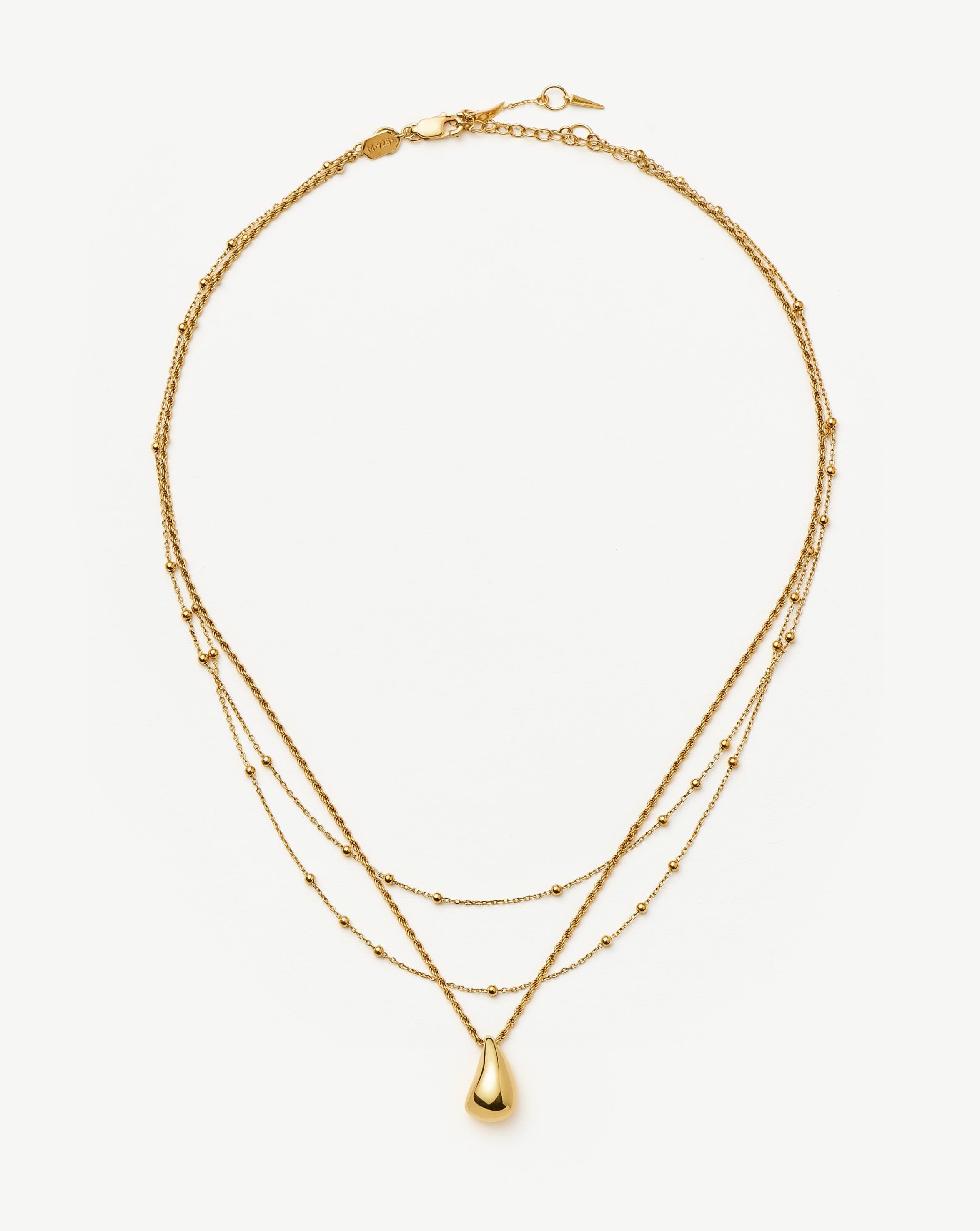 Savi Droplet Pendant & Double Necklace Set - 18k Gold Vermeil Jewelry for Women | Elegant Layered Necklace for Date Night, Wedding & Everyday Wear
