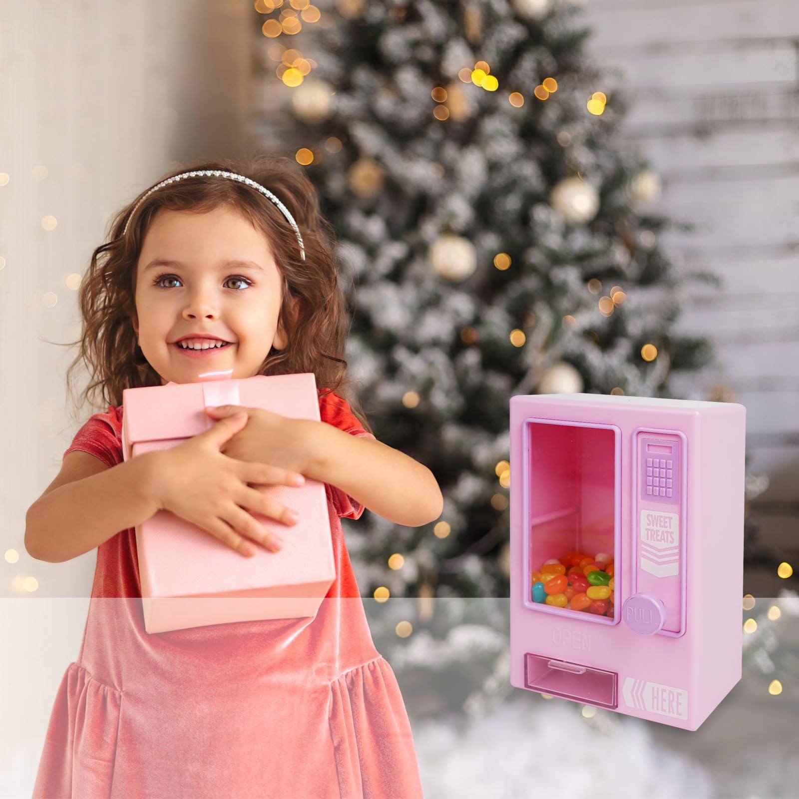 YOBRO Manual Candy Dispenser - Cute Desktop Vending Machine for Mini Candies | Perfect Birthday & Christmas Gift for Girls, Friends & Girlfriends | Fun for Office, Home Decor & Party Favors (Pink)