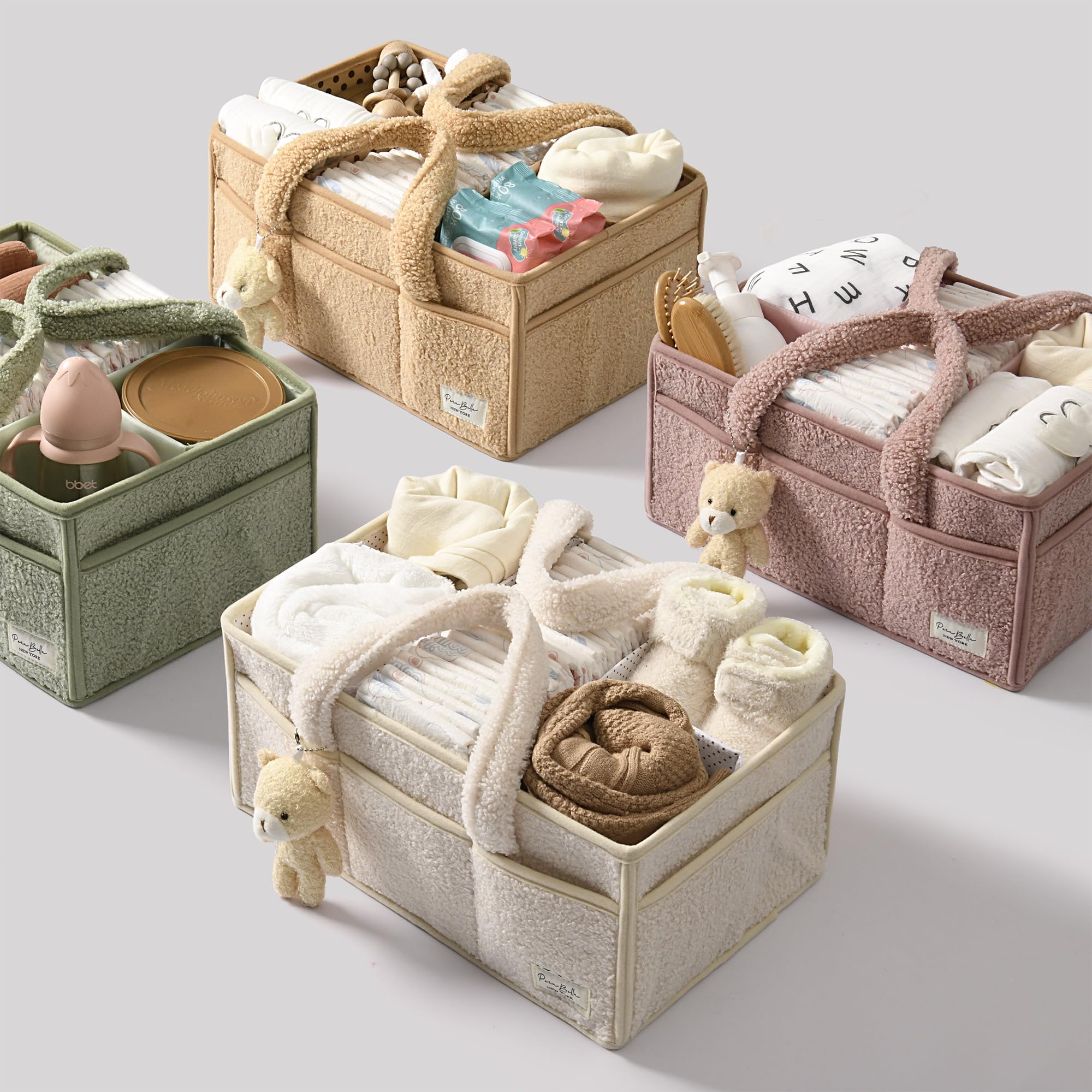 PeraBella Diaper Caddy Organizer - Baby Changing Table Storage Basket for Wipes, Diapers & Essentials | Portable Nursery & Car Organizer | Perfect Baby Shower Gift | Ideal for Home Nursery, Travel & On-the-Go Parents