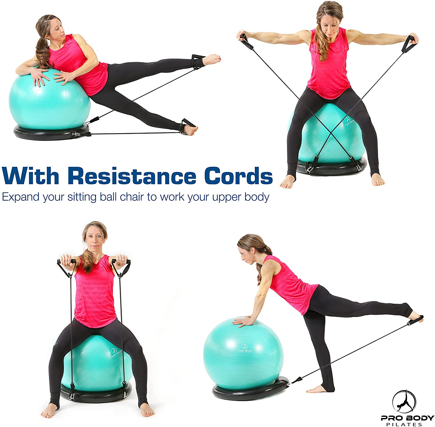 Best Exercise Ball Chair with Stable Base & Resistance Bands - Ergonomic Office & Home Workout Seat for Yoga, Fitness, and Posture Correction