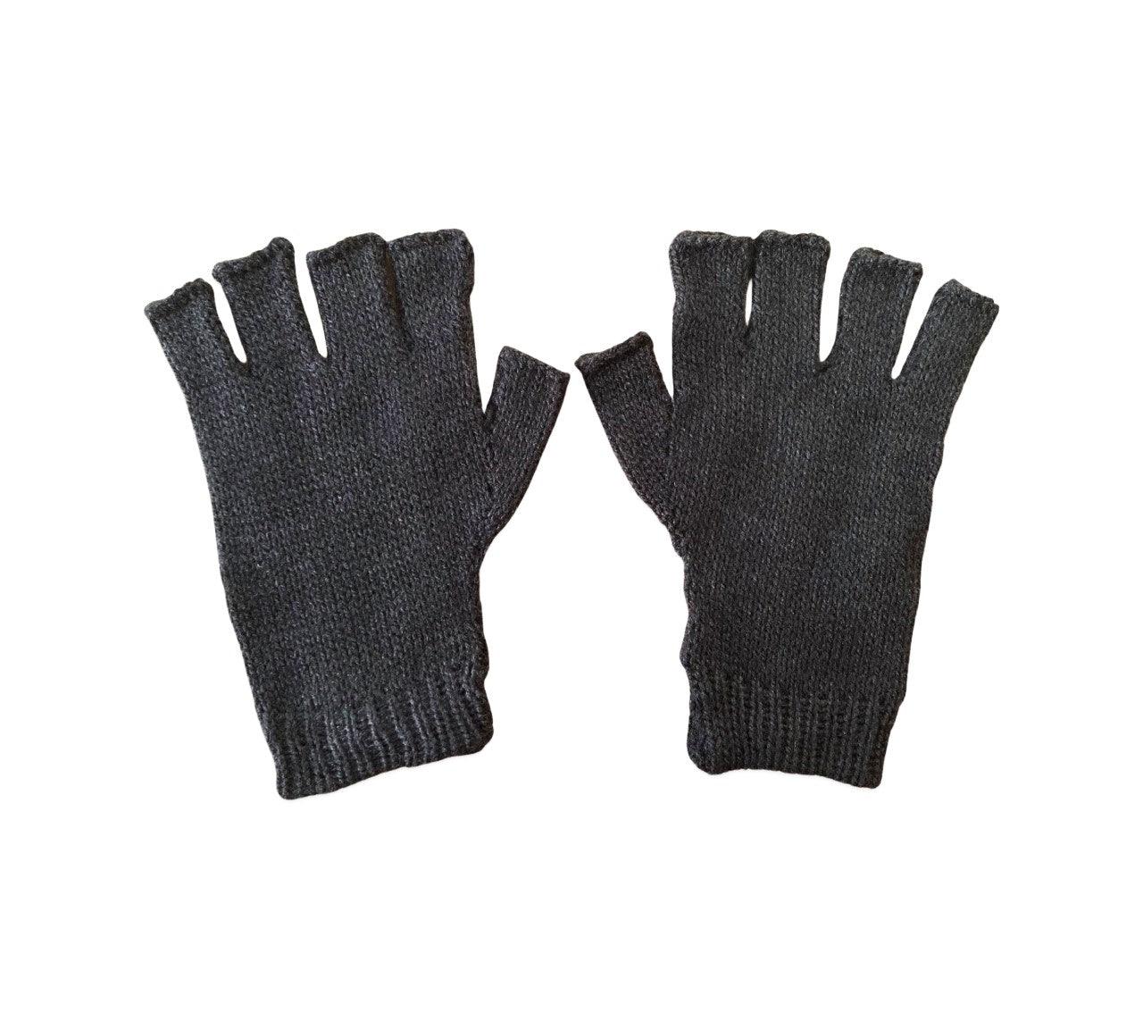 Warm Alpaca Wool Fingerless Gloves for Women & Men - Soft Hand Knitted Winter Gloves in Black | Perfect for Typing, Driving & Outdoor Activities