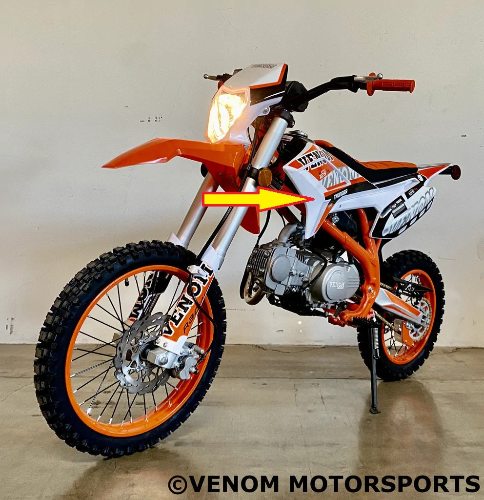 Venom Thunder 125cc Dirt Bike Left Side Tank Guard (301055002001) - Durable Motorcycle Protection for Off-Road Riding & Trail Adventures
